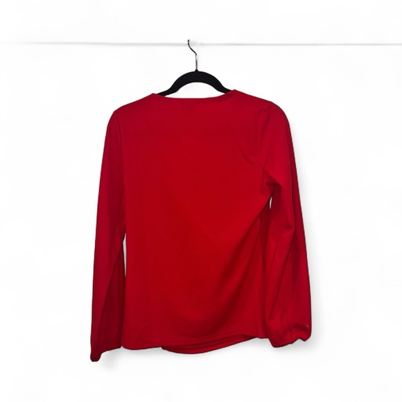 Talbots Women’s faux wrap blouse top long sleeve red Size Medium NWT - Picture 3 of 8